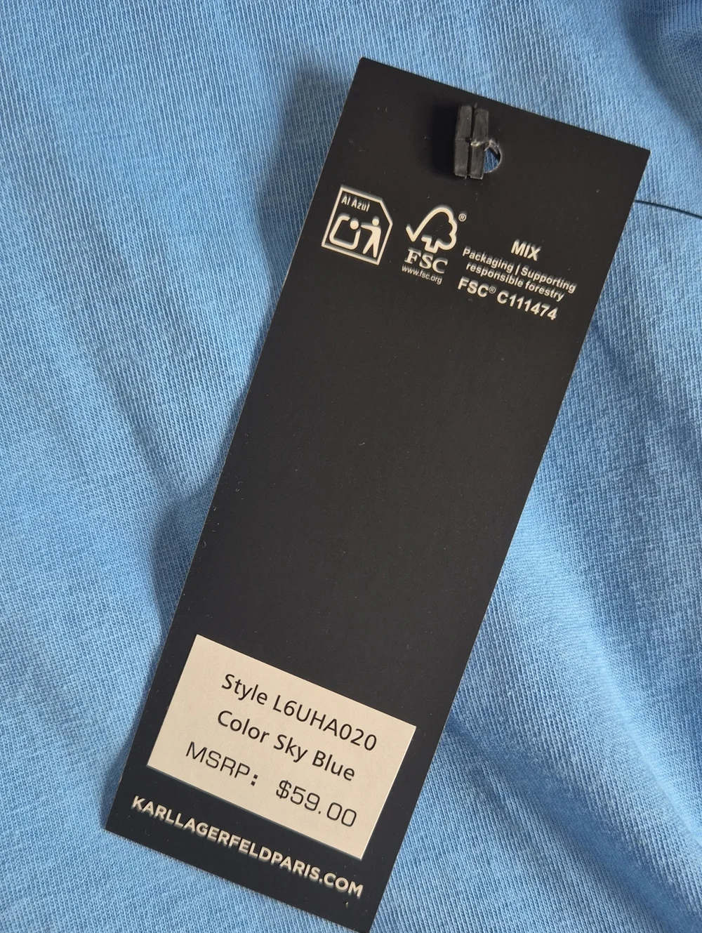 Karl Lagerfeld Paris Sky Blue Crewneck Tee, Size S